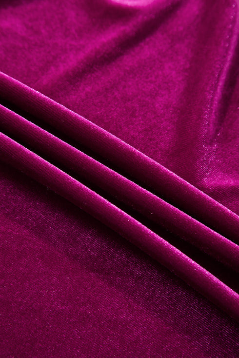 Velvet Short Sleeve Shirred Waist Tiered Maxi Dress